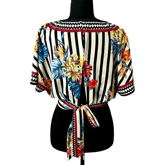 Anthropologie Flying Tomato M Floral Wrap Maximalist Festival 70s Boho Crop Top - Picture 4 of 7